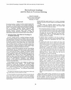 1983 - Derivational Analogy and Its Role in Problem Solving