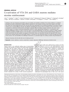 Co-activation of VTA DA and GABA neurons mediates nicotine