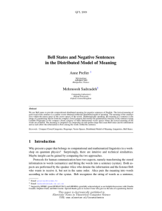 Bell States and Negative Sentences in the Distributed Model of