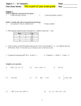 Algebra 1 - Final Exam Review - 1st Semester