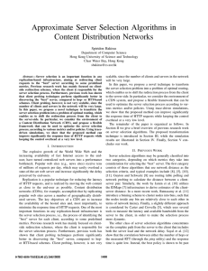 Approximate Server Selection Algorithms in Content Distribution