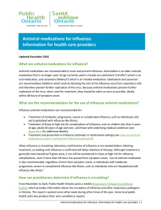 Antiviral medications for influenza:Information for health care providers