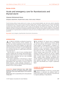 Acute and emergency care for thyrotoxicosis and thyroid storm