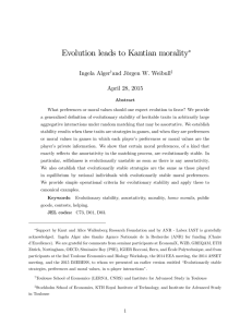 Evolution leads to Kantian morality - Society for the Advancement of