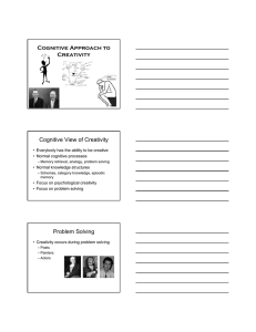 Cognitive Approach to Creativity Cognitive View of Creativity