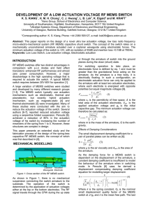 DEVELOPMENT OF A LOW ACTUATION VOLTAGE RF MEMS