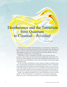 Decoherence and the Transition from Quantum to Classical