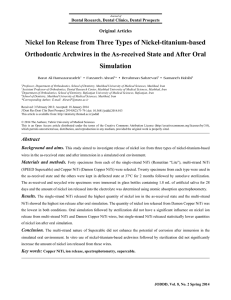 Nickel Ion Release from Three Types of Nickel-titanium