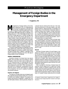 Management of Foreign Bodies in the Emergency