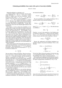 Estimating probabilities from counts with a prior of uncertain reliability