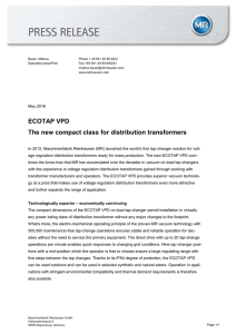 ECOTAP VPD The new compact class for distribution transformers