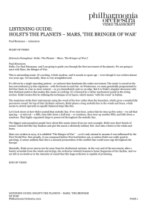 listening guide: holst`s the planets – mars, `the bringer of war`