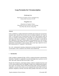 Loop Formulas for Circumscription - Joohyung Lee
