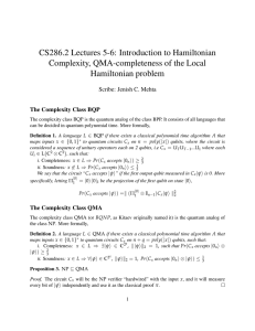 CS286.2 Lectures 5-6: Introduction to Hamiltonian Complexity, QMA