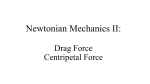 Newtonian Mechanics II: Frictional Force Drag Force Centripetal Force