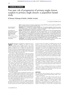 Five year risk of progression of primary angle closure suspects to