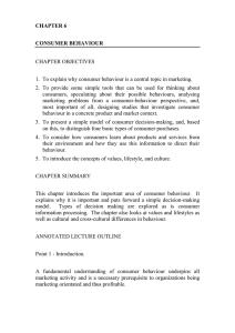 CHAPTER 6 CONSUMER BEHAVIOUR CHAPTER OBJECTIVES 1
