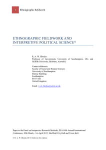 Ethnographic fieldwork - The Political Studies Association