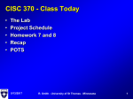 QMCS 490 - Class Today - University of St. Thomas