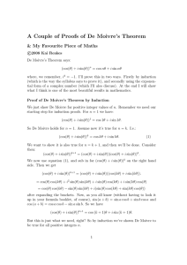 A Couple of Proofs of De Moivre`s Theorem