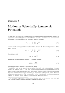 Chapter 7: Motion in Spherically Symmetric Potentials