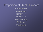 Section 1.5 Properties of Real Numbers