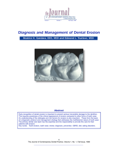 Diagnosis and Management of Dental Erosion
