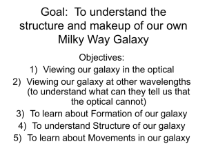 Goal: To understand the structure and makeup of our own Milky Way