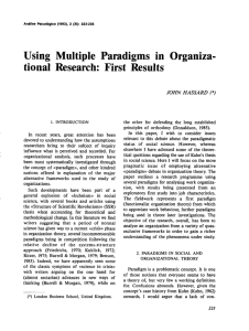 Using Multiple Paradigms in Organiza- tional