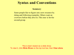 BioBIKE syntax and conventions