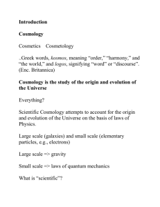 Introduction Cosmology Cosmetics Cosmetology ..Greek words