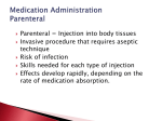 Medication Administration Parenteral (cont`d)