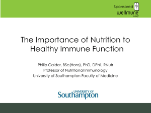 The Importance of Nutrition to Healthy Immune Function