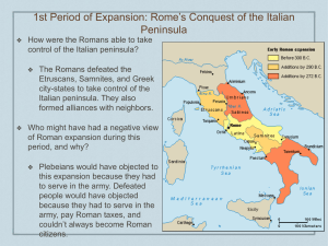 Rome`s Conquest of the Italian Peninsula POWERPOINT