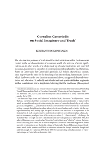 Cornelius Castoriadis on Social Imaginary and Truth*