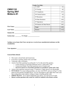 Problem 1 (20 points) General Questions about topics covered in class