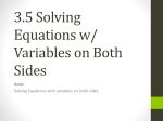 3.4 Solving Equations w/ Variables on Both Sides