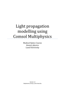 Light propagation modelling using Comsol
