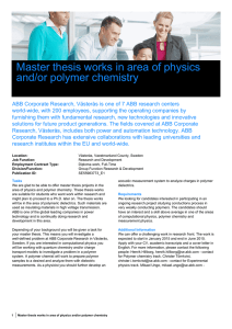 Master thesis works in area of physics and/or polymer chemistry