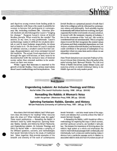 Engendering Judaism: An Inclusive Theology and Ethics Rereading