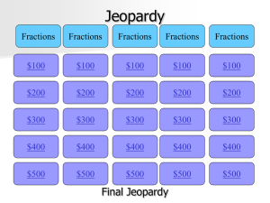 Fractions Jeopardy Game