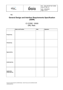 General Design and Interface Requirements Specification (GDIR) CI