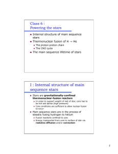 I : Internal structure of main sequence stars