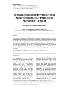 Teenagers Reaction towards Mobile Advertising: Role of