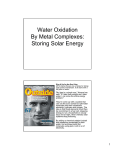 Water Oxidation By Metal Complexes