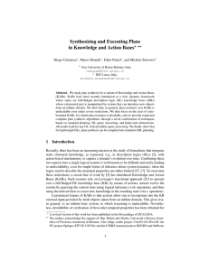 Plan Synthesis for Knowledge and Action Bases - CEUR