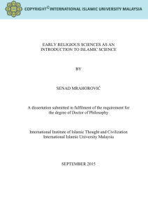 Early religious sciences as an introduction to islamic science /by
