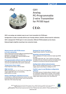 Analog PC-Programmable 2-wire Transmitter for Pt100 Input