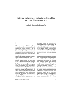 Historical anthropology and anthropological his- tory