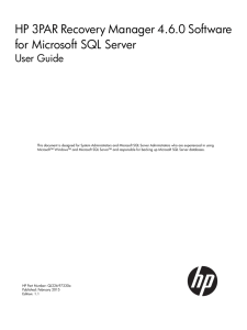 HP 3PAR Recovery Manager 4.6.0 Software for Microsoft SQL